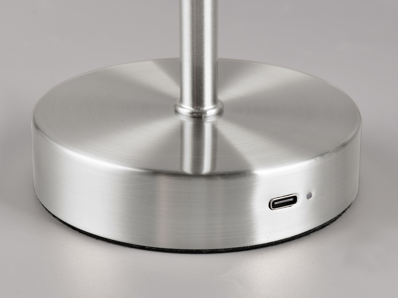 2er SET Akku Tischleuchten, per USB aufladbar, dimmbar, Silber matt, Höhe 30cm