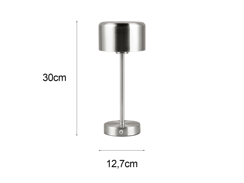 2er SET Akku Tischleuchten, per USB aufladbar, dimmbar, Silber matt, Höhe 30cm