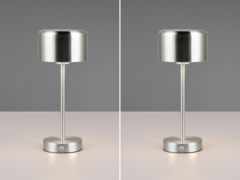 2er SET Akku Tischleuchten, per USB aufladbar, dimmbar, Silber matt, Höhe 30cm