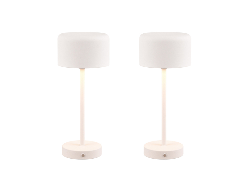 2er SET Akku Tischleuchten, per USB aufladbar, dimmbar, Weiß, Höhe 30cm