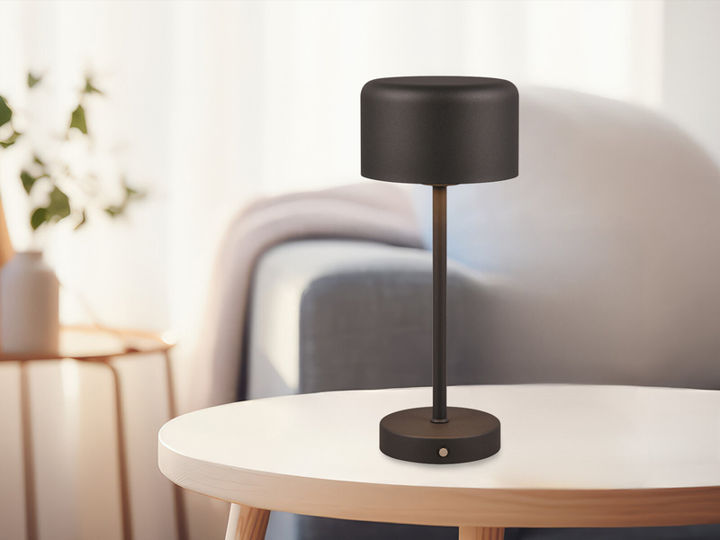 2er SET Akku Tischleuchten, per USB aufladbar, dimmbar, Schwarz, Höhe 30cm