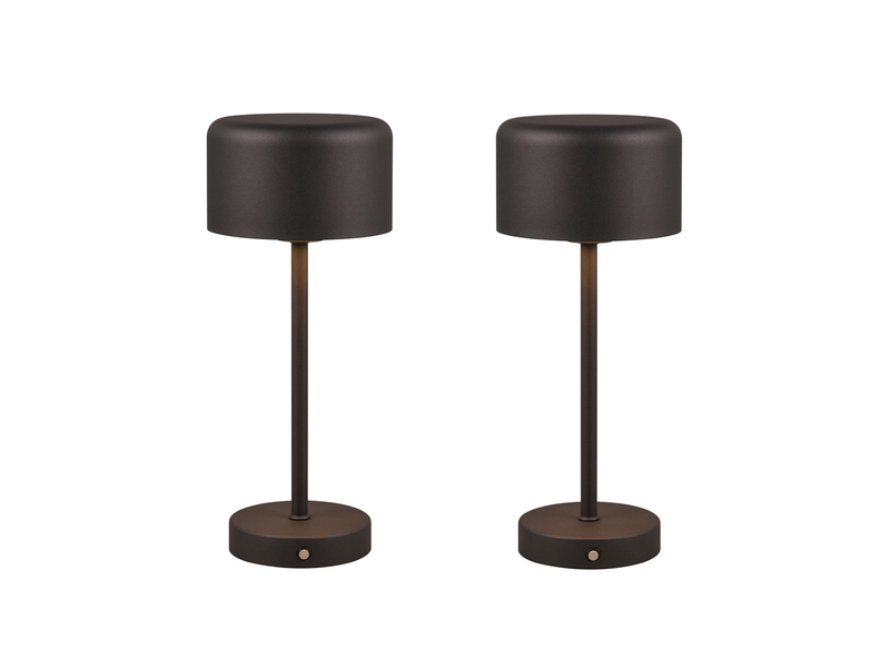 2er SET Akku Tischleuchten, per USB aufladbar, dimmbar, Schwarz, Höhe 30cm