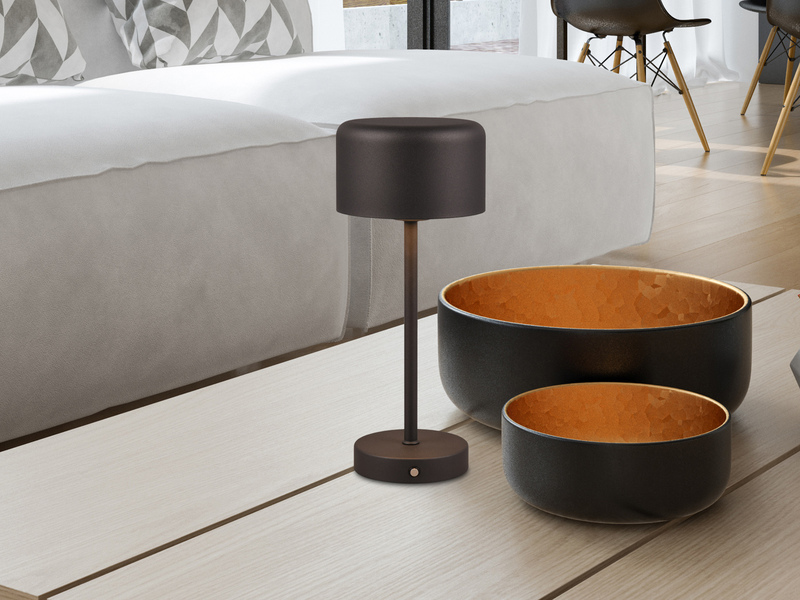 2er SET Akku Tischleuchten, per USB aufladbar, dimmbar, Schwarz, Höhe 30cm