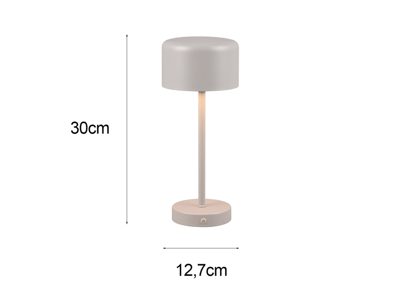 2er SET Akku Tischleuchten, per USB aufladbar, dimmbar, Hellgrau, Höhe 30cm