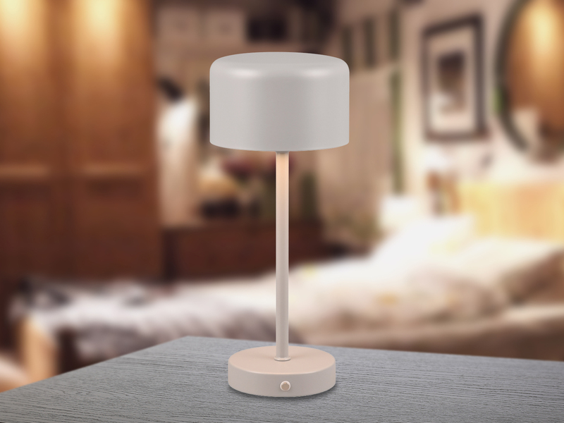 2er SET Akku Tischleuchten, per USB aufladbar, dimmbar, Hellgrau, Höhe 30cm