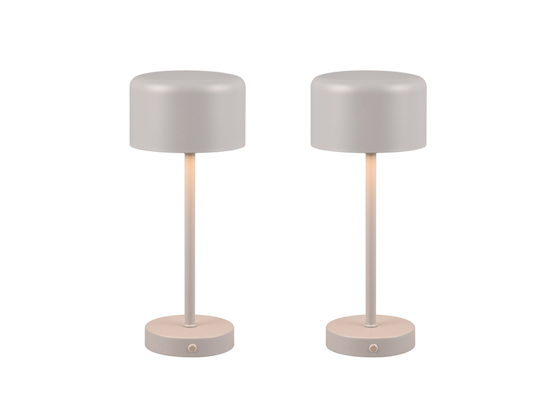 2er SET Akku Tischleuchten, per USB aufladbar, dimmbar, Hellgrau, Höhe 30cm