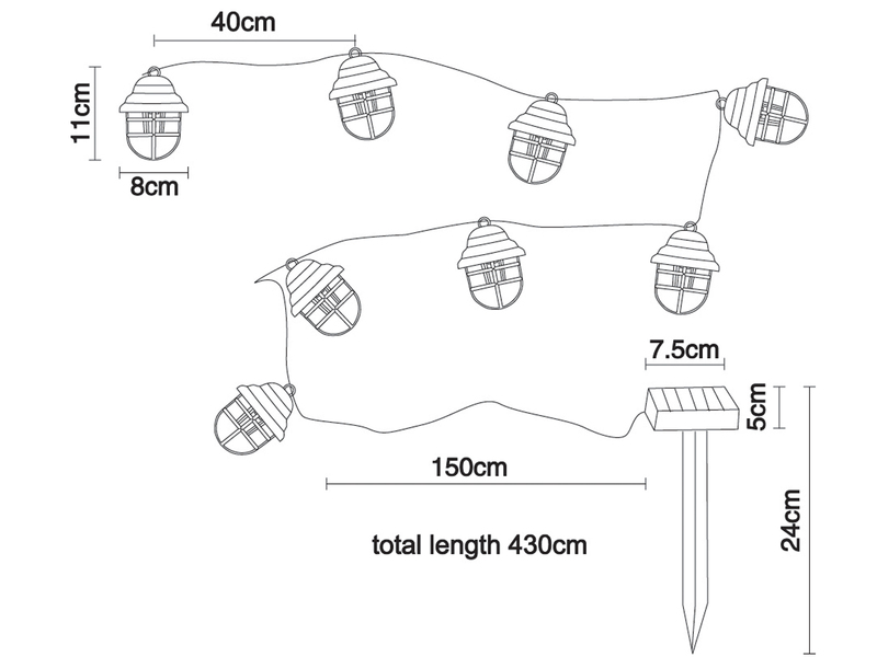 2er Set Solarbetriebene LED Outdoor Lichterkette in Rostoptik, Länge 4,3 Meter