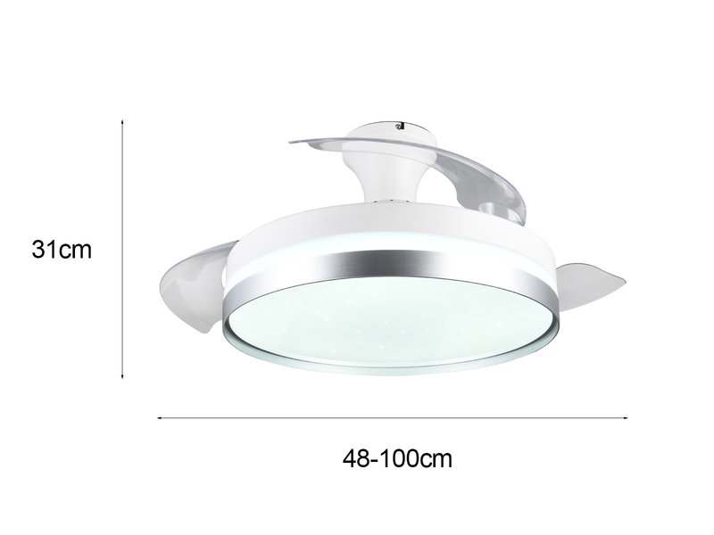 LED Deckenleuchte LINDBERG Ø48 - 100cm Grau, mit ausklappbarem Ventilator