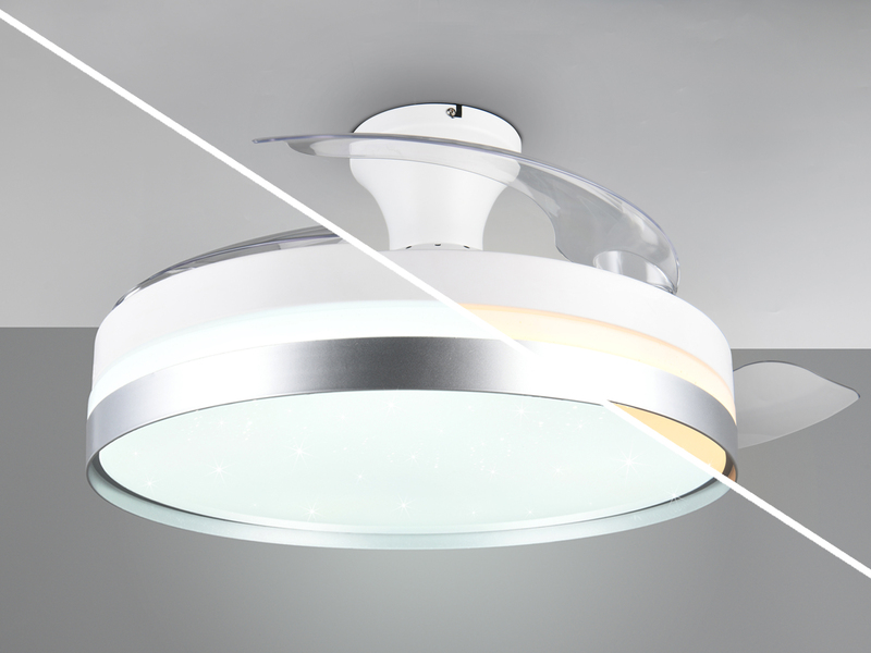 LED Deckenleuchte LINDBERG Grau, mit ausklappbarem Ventilator, Ø 48 - 100cm