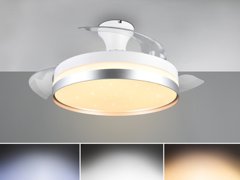 LED Deckenleuchte LINDBERG Grau, mit ausklappbarem Ventilator, Ø 48 - 100cm