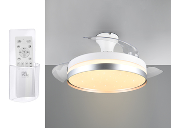 LED Deckenleuchte Grau mit ausklappbarem Ventilator, Ø 48 - 100cm