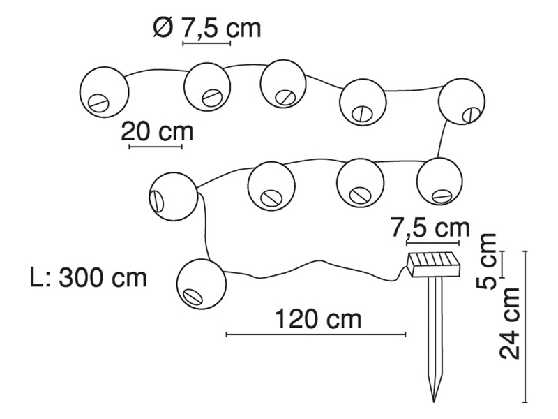 Solarbetriebene LED Outdoor Lichterkette mit 10 bunten Lampions, Länge 3 Meter