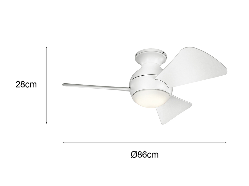 Kleiner Deckenventilator SOLA Ø 86cm Weiß, mit Licht - Feuchtraumgeeignet