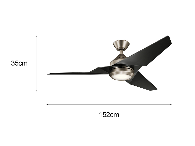 Deckenventilator JADE Ø 152cm mit Licht und Fernbedienung, Schwarz-Silber