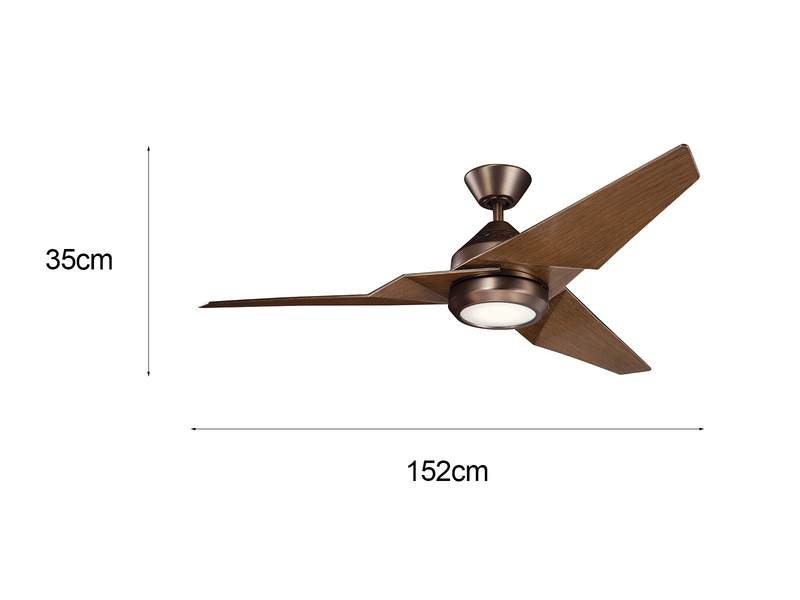 Deckenventilator JADE Ø 152cm mit Licht und Fernbedienung, Bronze-Holzoptik