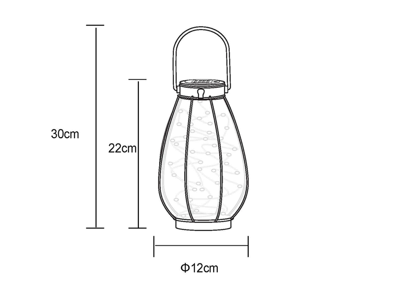 LED Solarlaterne, Glas Bernsteinfarbig, hängend oder stehend, Höhe 30cm