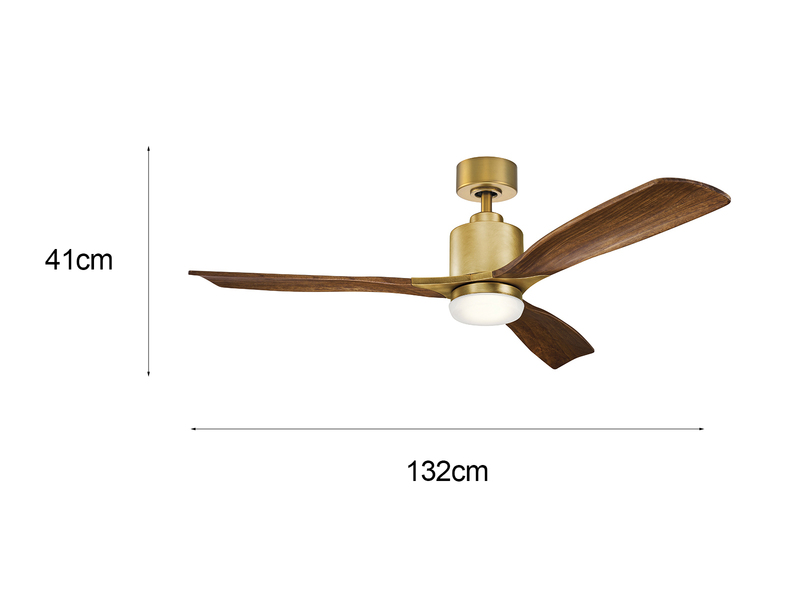 Deckenventilator RIDLEY II Ø 132cm mit Licht und Echtholzflügeln