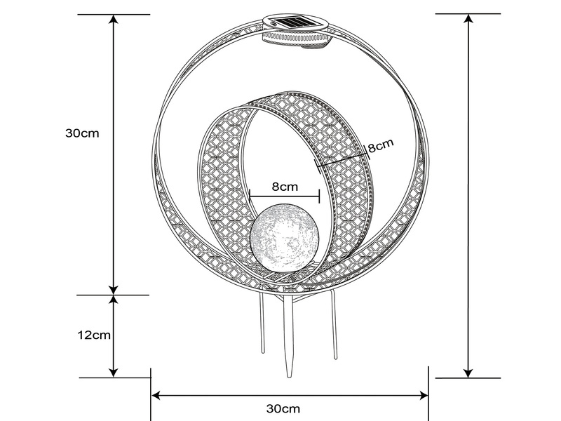 LED Solarleuchte mit Dekorstanzungen in Silber & Crackle Glaskugel, Höhe 42cm