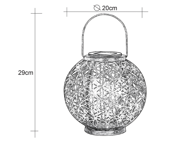 LED Solarlaterne Kugel mit Dekorstanzungen in Silber Antik & Gold, Ø20cm