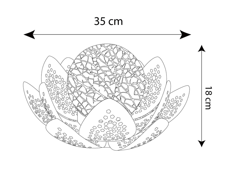 LED Deko Solarleuchte Seerose mit Crackle Glaskugel, Grün-Gold Ø35cm