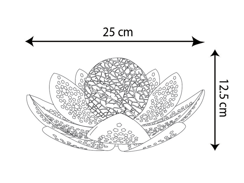 LED Deko Solarleuchte Seerose mit Crackle Glaskugel, Silber-Blau Ø25cm