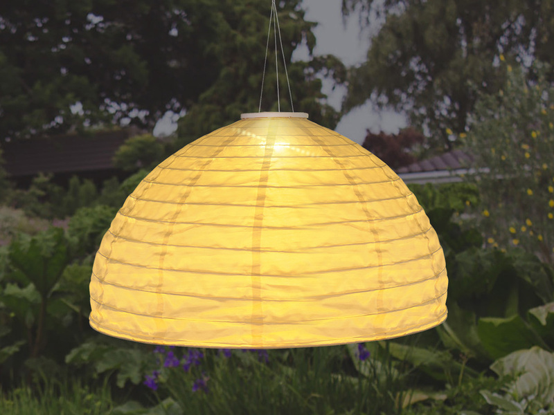 LED Solarhängeleuchte Lampion Lampenschirm in Weiß, Ø40cm