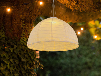 LED Solarhängeleuchte Lampion Lampenschirm in Weiß, Ø40cm