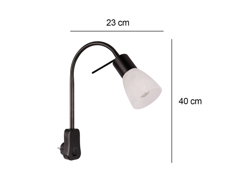 2er Set LED Steckerspots mit Schalter und Flexarm, Schwarz Höhe 40cm