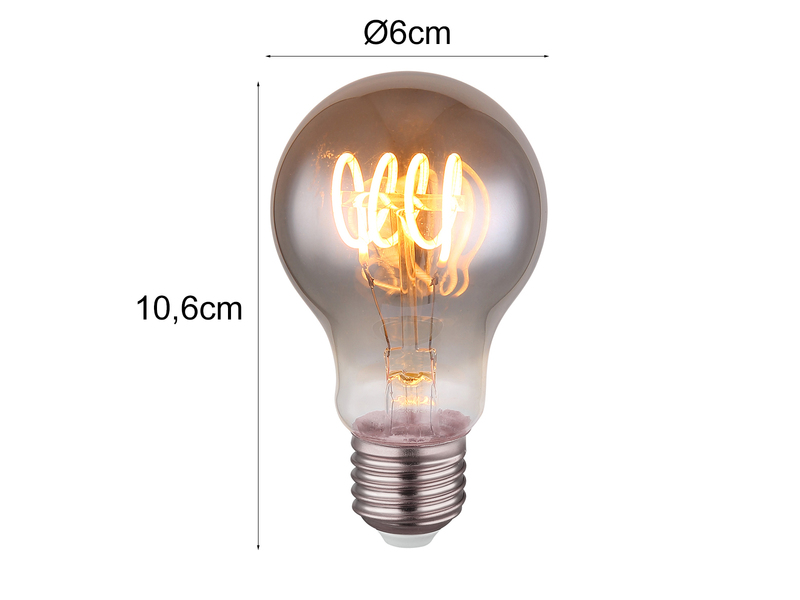 E27 Filament LED - 4,5 Watt, 150 Lumen, 2000 Kelvin Ø6cm - extern dimmbar