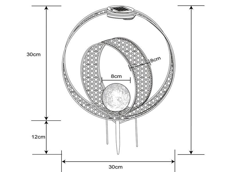 2er Set LED Solarleuchten Dekorstanzungen in Rostoptik & Glaskugel, H 42cm