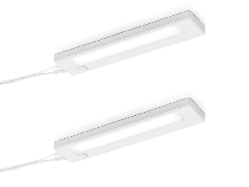 2er SET LED Unterbauleuchten Weiß flach mit 230V Direktanschluss, 34cm kurz