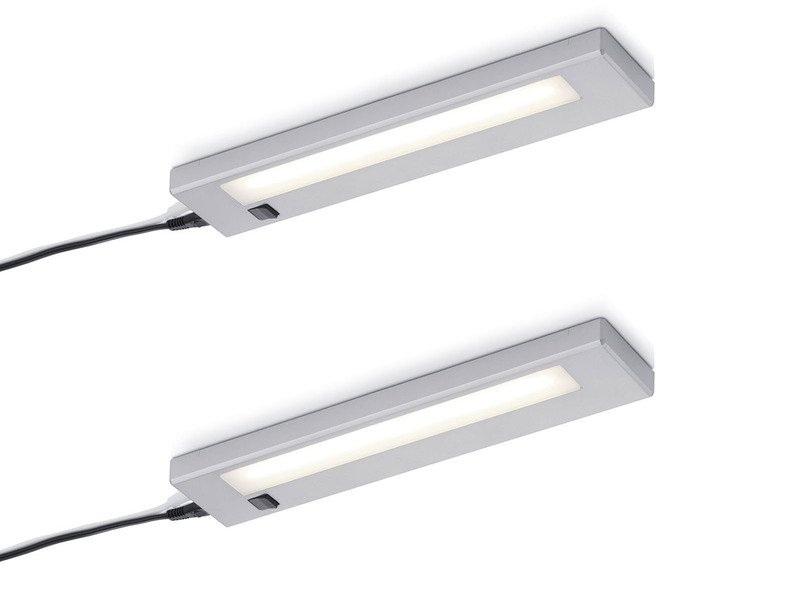 2er SET LED Unterbauleuchten Grau flach mit 230V Direktanschluss, 34cm kurz