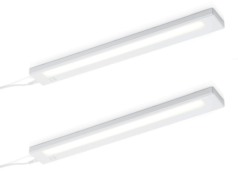 2er SET LED Unterbauleuchten Weiß flach mit 230V Direktanschluss, 55cm lang