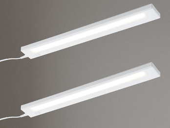 2er SET LED Unterbauleuchten Weiß flach mit 230V Direktanschluss, 55cm lang