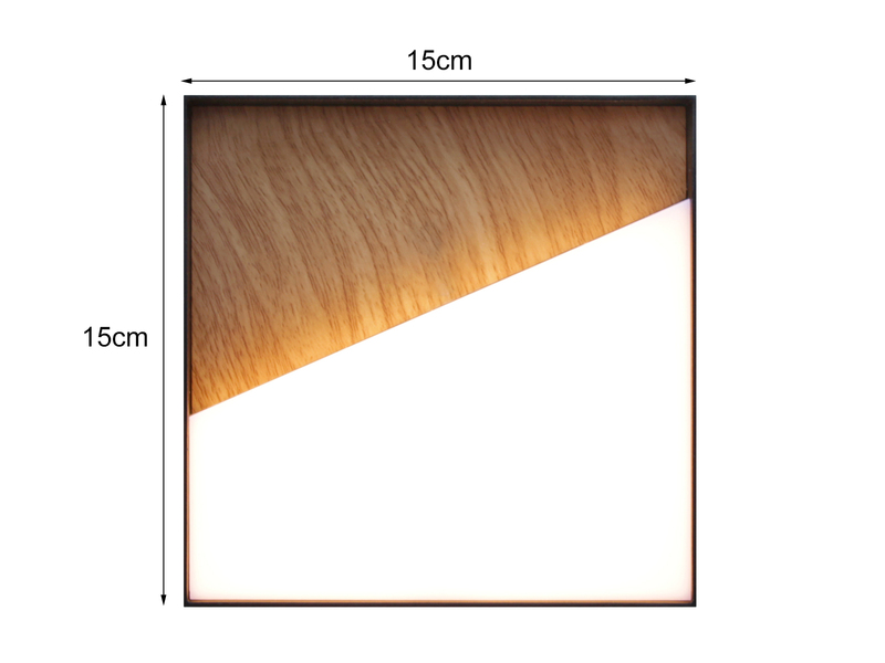 Akku Wandleuchte MEG dimmbar für Innen & Außen, zum Kleben, Holzoptik 15cm