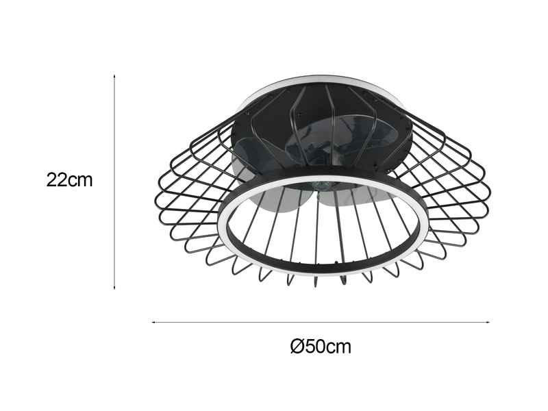 LED Deckenleuchte KARLSBORG mit Ventilator und Gitter Lampenschirm Ø 50cm