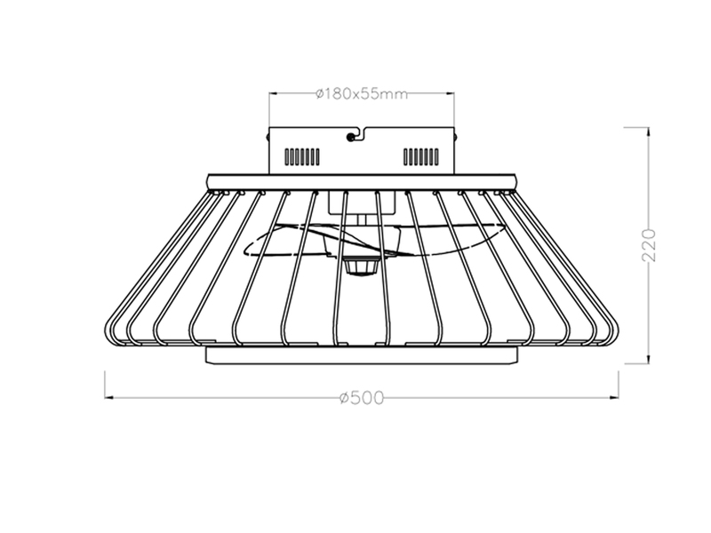 LED Deckenleuchte KARLSBORG mit Ventilator und Gitter Lampenschirm Ø 50cm