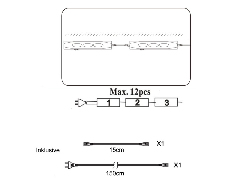 2er SET LED Unterbauleuchten flach mit 230V Direktanschluss, Länge 40cm