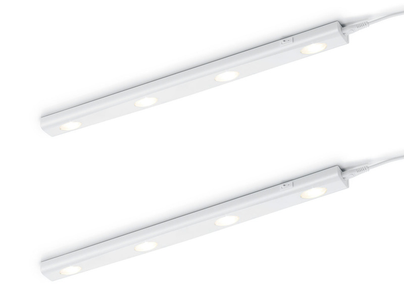 2er SET LED Unterbauleuchten Weiß flach mit 230V Direktanschluss, 55cm lang