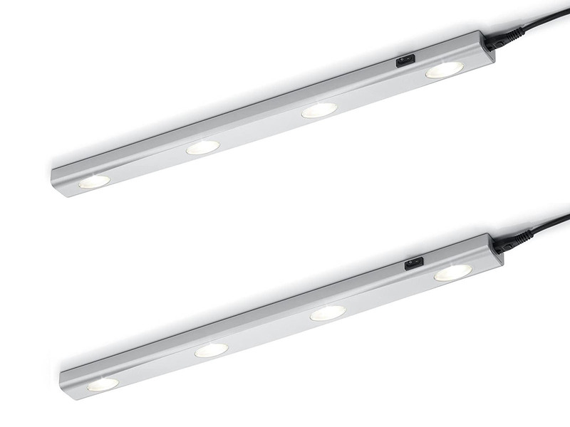 2er SET LED Unterbauleuchten Silber flach mit 230V Direktanschluss, 55cm lang