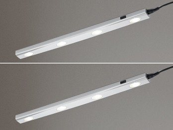 2er SET LED Unterbauleuchten Silber flach mit 230V Direktanschluss, 55cm lang