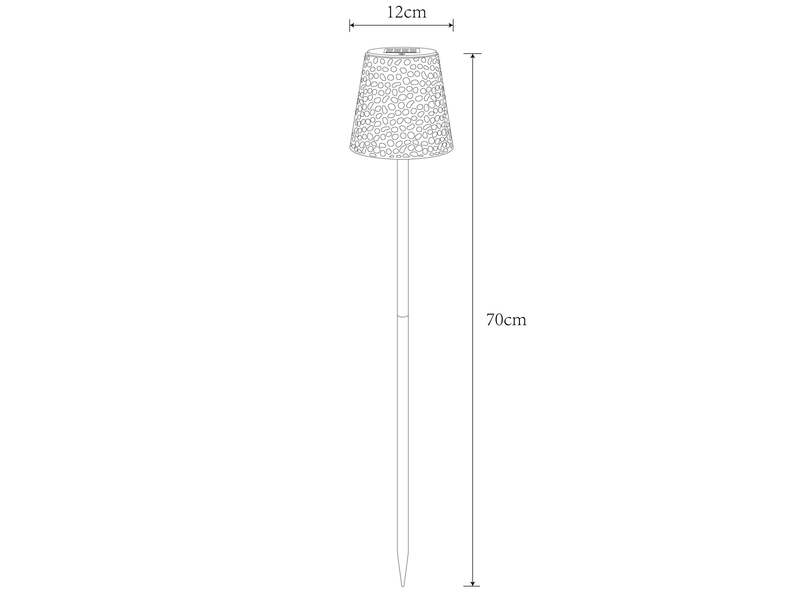 LED Solar Erdspießleuchte mit Dekorstanzungen in Kupfer-Gold, Höhe 70cm