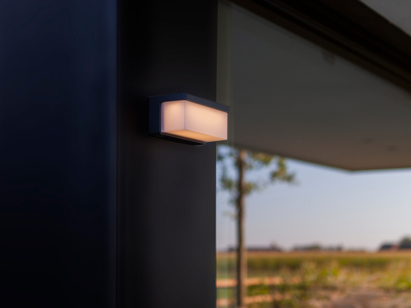 HYBRID LED Außenwandleuchte ZELNA, Solar & Strom 230V, Anthrazit 19cm breit