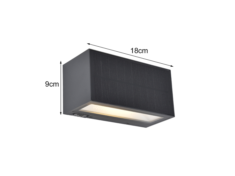 HYBRID LED Außenwandleuchten 2er SET, Solar & Strom 230V, Anthrazit 18cm breit