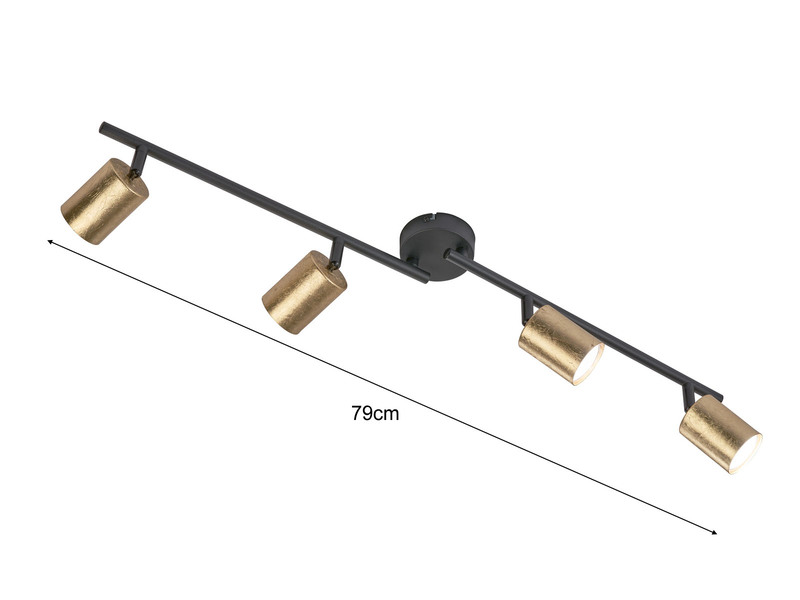 LED Deckenstrahler VANO Schwarz Gold 4-flammig, Breite 79cm