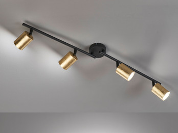 LED Deckenstrahler VANO Schwarz Gold 4 flammig, 79cm lang