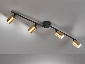 LED Deckenstrahler VANO Schwarz Gold 4-flammig, Breite 79cm