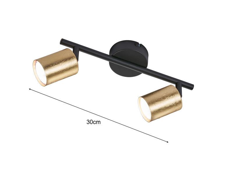 LED Deckenstrahler VANO Schwarz Gold 2-flammig, Breite 30cm