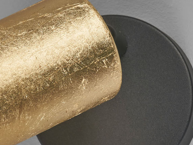 LED Wandstrahler VANO Schwarz Gold mit Schalter, Breite 8cm