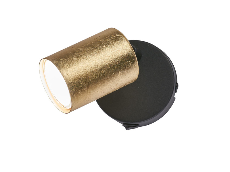 LED Wandstrahler VANO Schwarz Gold mit Schalter, Breite 8cm